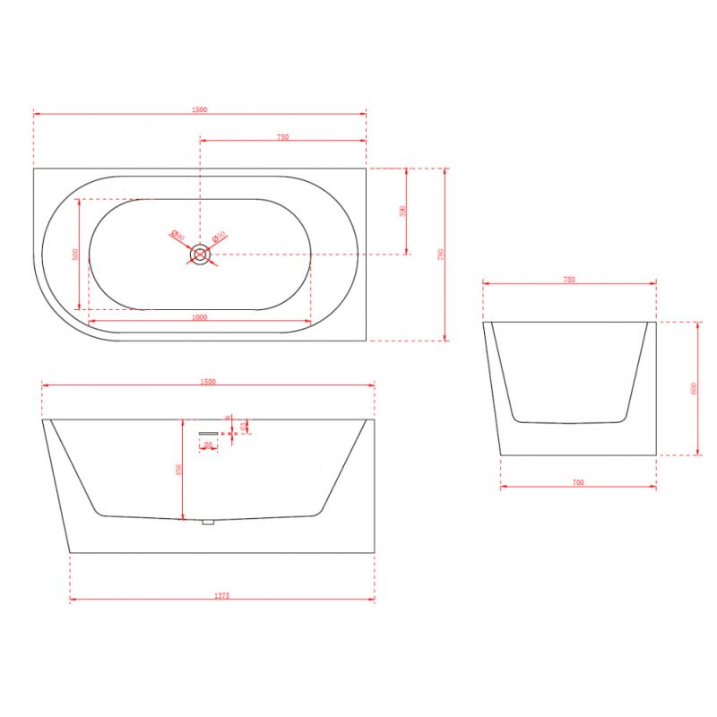 Акриловая ванна ABBER AB9257-1.5 R белая