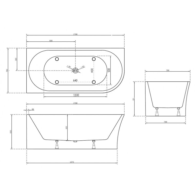 Акриловая ванна ABBER AB9257-1.7 L белая