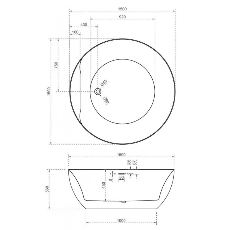 Акриловая ванна ABBER AB9280 белая