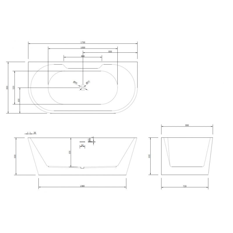 Акриловая ванна ABBER AB9296-1.7 белая