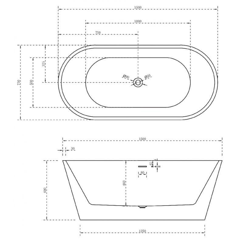 Акриловая ванна ABBER AB9320-1.5 белая