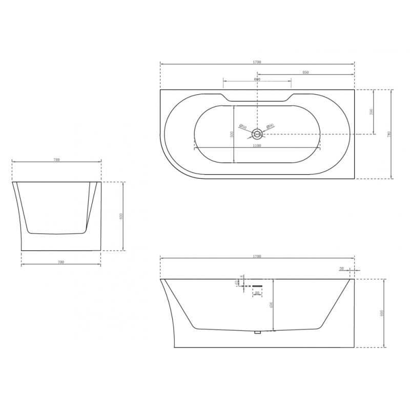 Акриловая ванна ABBER AB9335-1.7 R белая