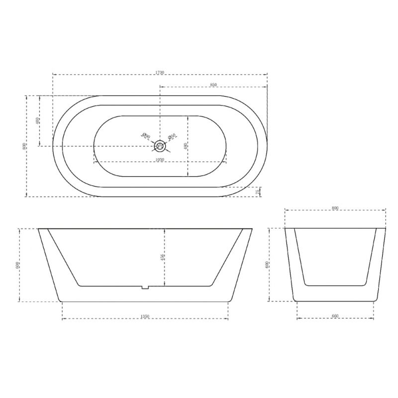 Акриловая ванна ABBER AB9345-1.7 белая
