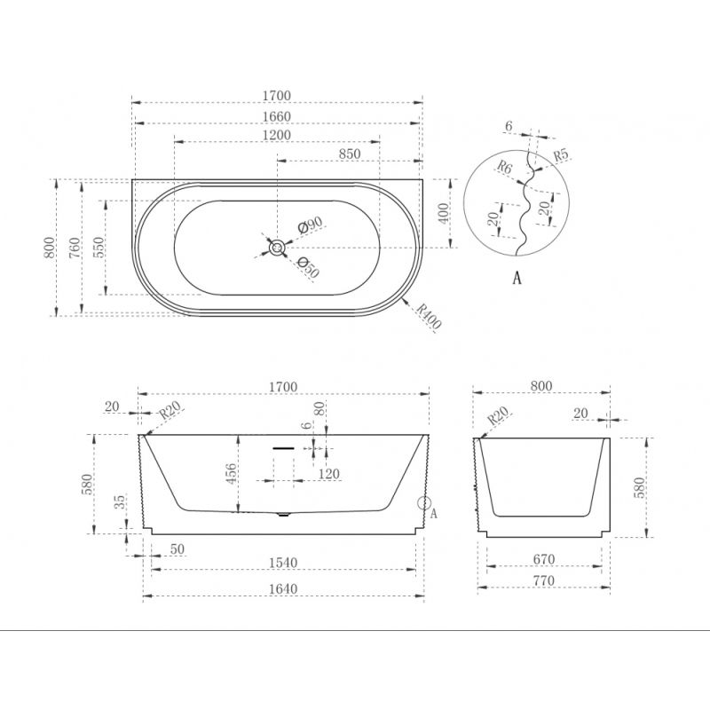 Акриловая ванна ABBER AB9440-1.7 белая