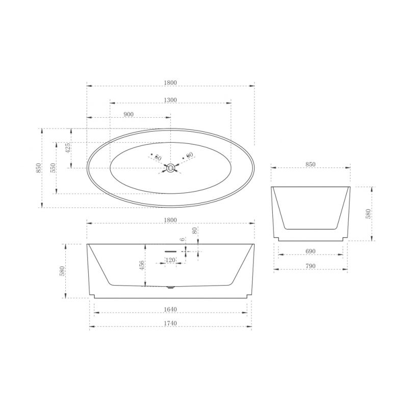 Акриловая ванна ABBER AB9441-1.8 белая