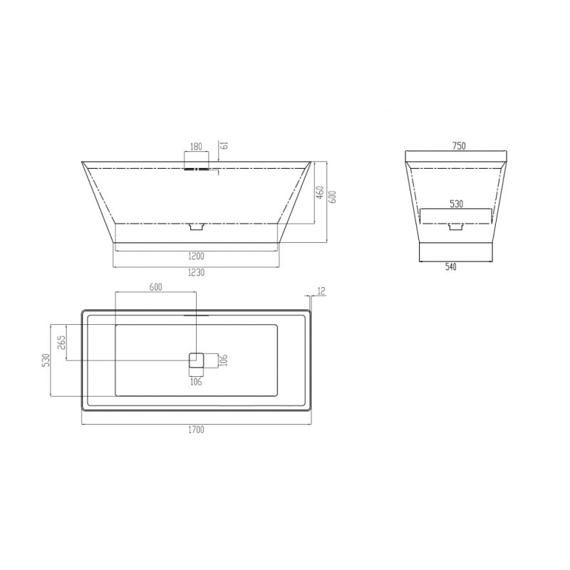 Ванна из искусственного камня ABBER Berlin AM9912G серая матовая