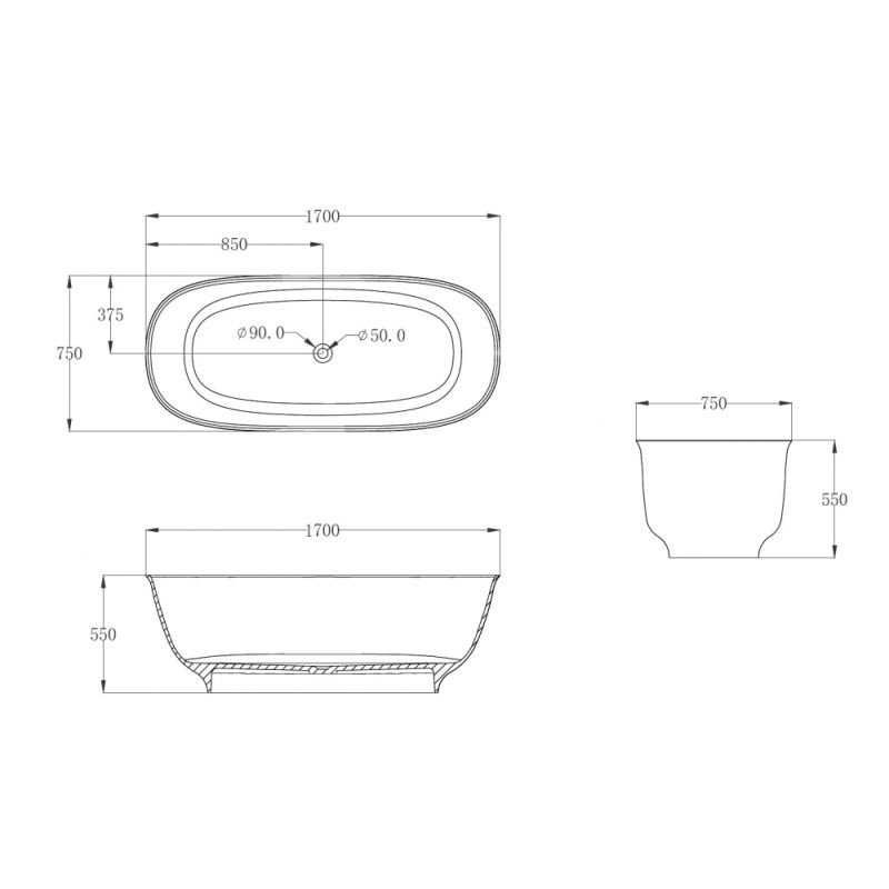 Прозрачная ванна ABBER Kristall AT9707Emerald зеленая