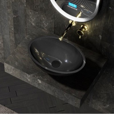 Раковина Abber Karbon AK2042, 50 см, карбон, с донны...