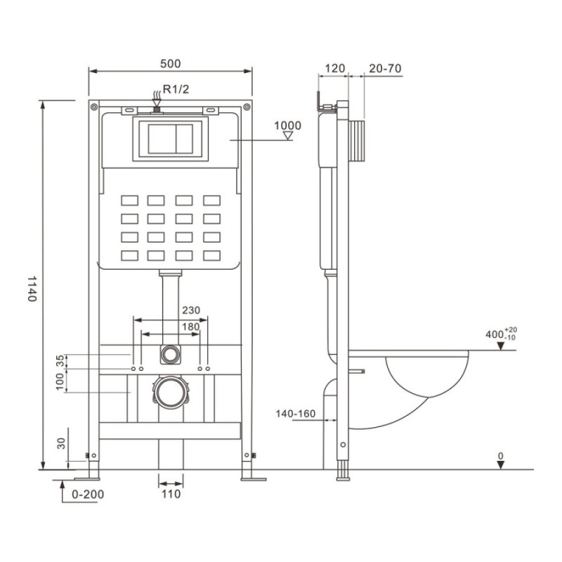 Инсталляция Abber AC0105 для подвесного унитаза