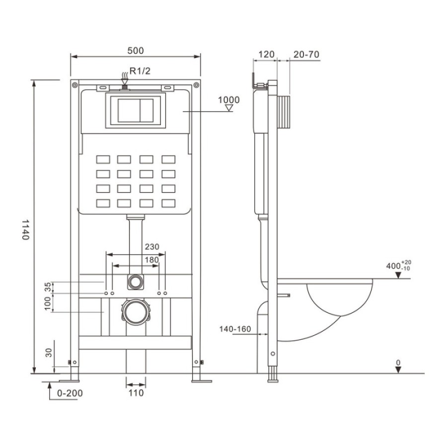 Инсталляция Abber AC0105 для подвесного унитаза