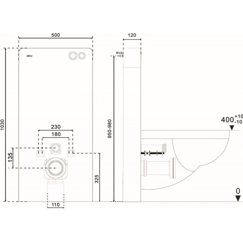 Инсталляционный модуль внешнего монтажа Abber AC0107MW для подвесного унитаза, белый