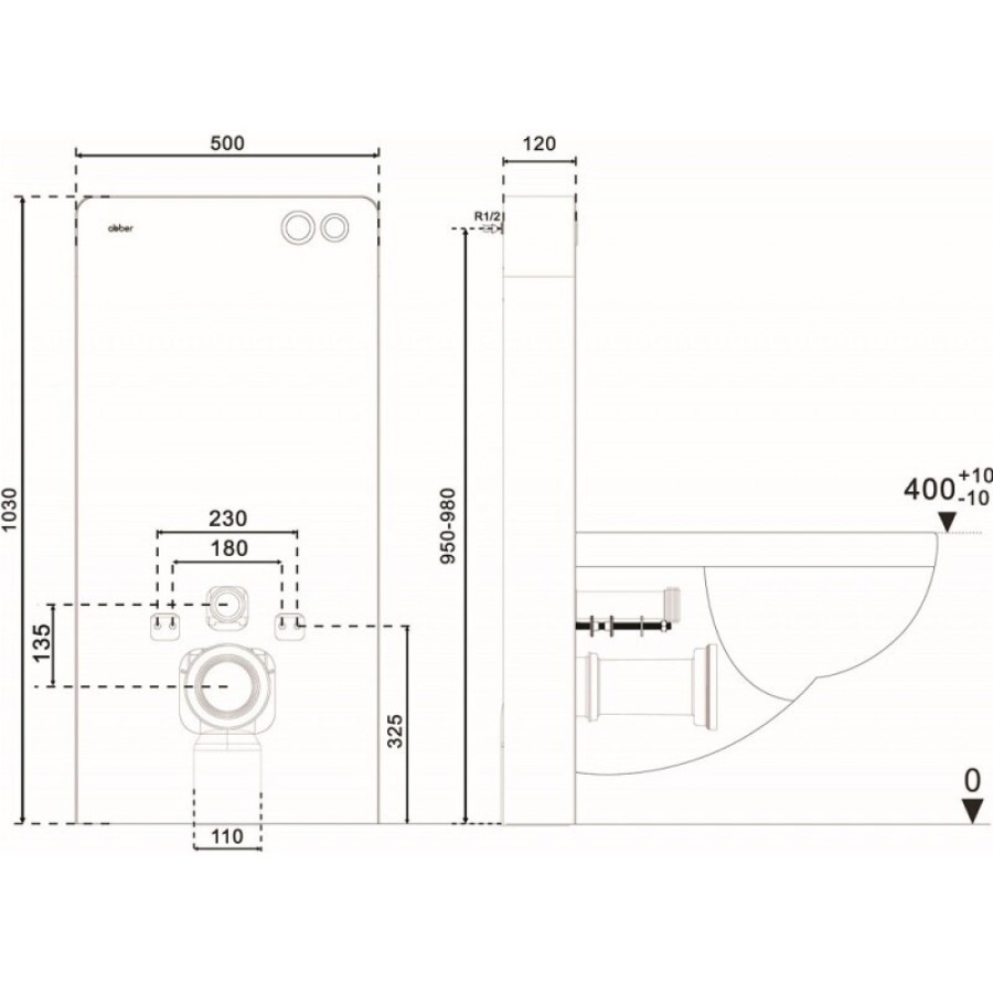 Инсталляционный модуль внешнего монтажа Abber AC0107MW для подвесного унитаза, белый