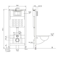 Инсталляция с унитазом Abber Bequem AC1100MB-AC0105-AC0121MB, сиденье микролифт, клавиша смыва черный матовый, черный матовый, комплект
