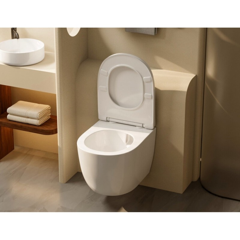 Инсталляция с унитазом Abber Bequem AC1100T-AC0105-AC0120MW, сиденье микролифт, смыв Торнадо, клавиша смыва белый матовый, белый, комплект