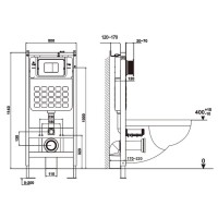 Инсталляция с унитазом Abber Bequem AC1100T-AC0105-AC0120RG, сиденье микролифт, смыв Торнадо, клавиша смыва золото розовое, белый, комплект