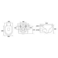 Подвесной унитаз Abber Bequem AC1104TMB, безободковый, смыв торнадо, крышка-сиденье микролифт, черный матовый