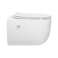 Подвесной унитаз Abber Bequem AC1104TNS, безободковый, смыв торнадо, функция биде, крышка-сиденье микролифт, белый
