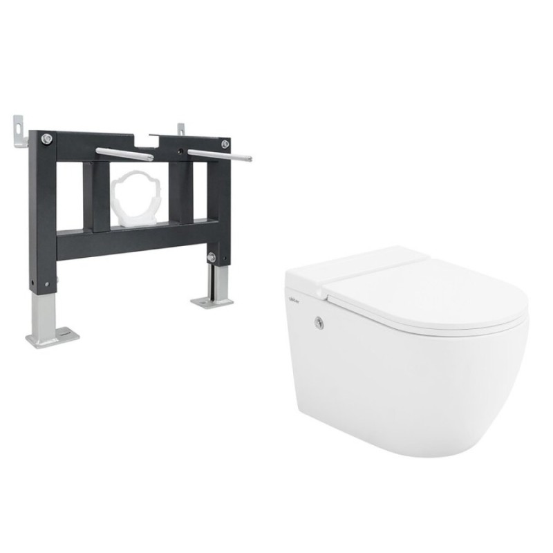 Инсталляция с унитазом Abber Bequem AC1108P-AC0101P, сиденье микролифт, смыв импульсный, белый, комплект