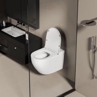 Подвесной унитаз Abber Bequem AC1126P, с импульсным смывом, крышка-сиденье микролифт, белый