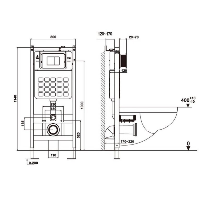 Комплект Abber Rechteck инсталляция AC0105, унитаз белый AC1201, сиденье микролифт, клавиша золото матовое AC0120MMG