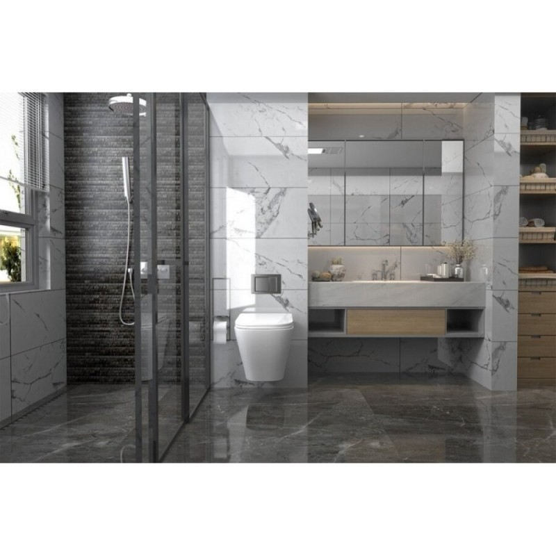Инсталляция с унитазом Abber Rechteck AC1201-AC0105-AC0120RG, сиденье микролифт, клавиша смыва золото розовое, белый, комплект