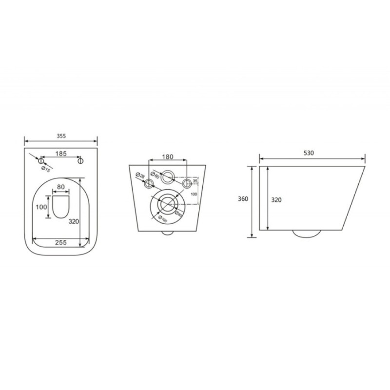 Подвесной унитаз Abber Rechteck AC1201MB, безободковый, сиденье микролифт, черный матовый