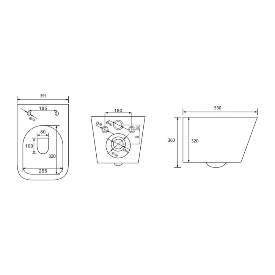 Подвесной унитаз Abber Rechteck AC1201MB, безободковый, сиденье микролифт, черный матовый