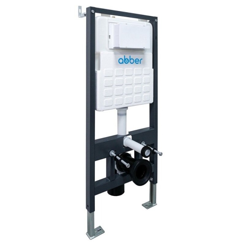 Инсталляция с унитазом Abber Rechteck AC1201MB-AC0105-AC0120NG, сиденье микролифт, клавиша смыва никель, черный матовый, комплект