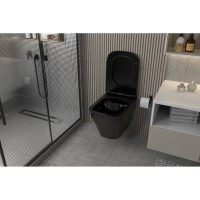 Инсталляция с унитазом Abber Rechteck AC1201MB-AC0105-AC0121, сиденье микролифт, клавиша смыва хром, черный матовый, комплект