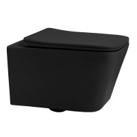 Инсталляция с унитазом Abber Rechteck AC1201MB-AC0105-AC0121MW, сиденье микролифт, клавиша смыва белый матовый, черный матовый, комплект