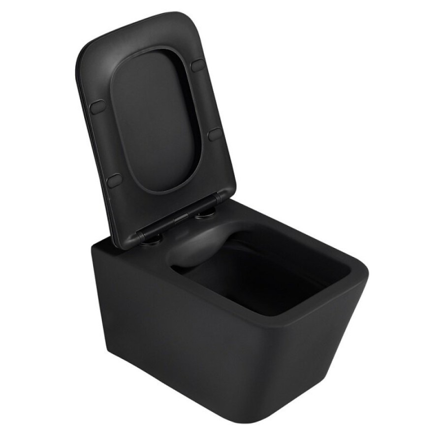 Инсталляция с унитазом Abber Rechteck AC1201MB-AC0105-AC0121NG, сиденье микролифт, клавиша смыва никель, черный матовый, комплект