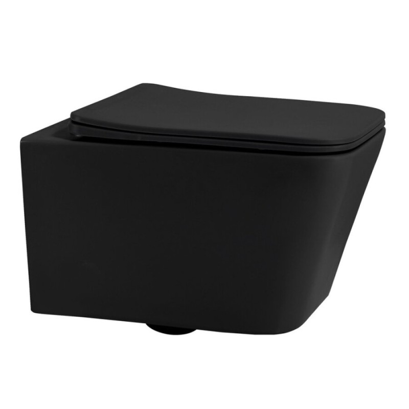 Инсталляция с унитазом Abber Rechteck AC1201MB-AC0105-AC0121NG, сиденье микролифт, клавиша смыва никель, черный матовый, комплект