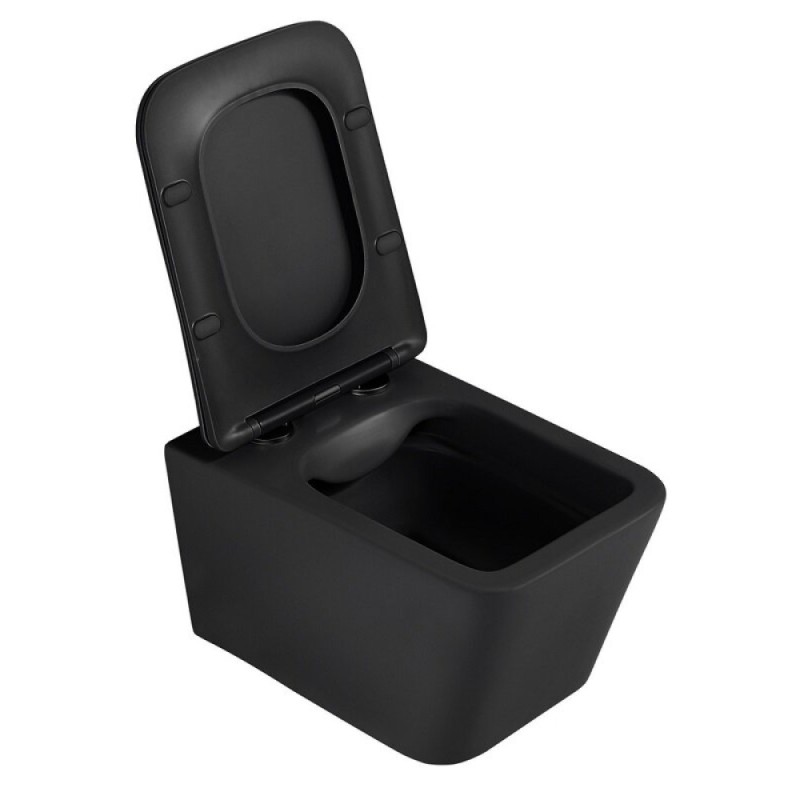 Инсталляция с унитазом Abber Rechteck AC1201MB-AC0105-AC0121RG, сиденье микролифт, клавиша смыва золото розовое, черный матовый, комплект