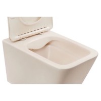 Подвесной унитаз Abber Rechteck AC1201MBE, безободковый, сиденье микролифт, светло-бежевый матовый