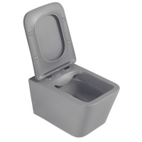 Подвесной унитаз Abber Rechteck AC1201MG, безободковый, сиденье микролифт, серый матовый
