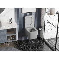 Подвесной унитаз Abber Rechteck AC1201MG, безободковый, сиденье микролифт, серый матовый