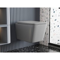 Подвесной унитаз Abber Rechteck AC1201MG, безободковый, сиденье микролифт, серый матовый
