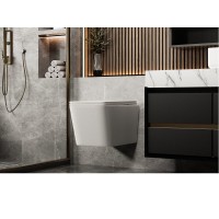 Подвесной унитаз Abber Rechteck AC1201MW, безободковый, крышка-сиденье микролифт, белый матовый