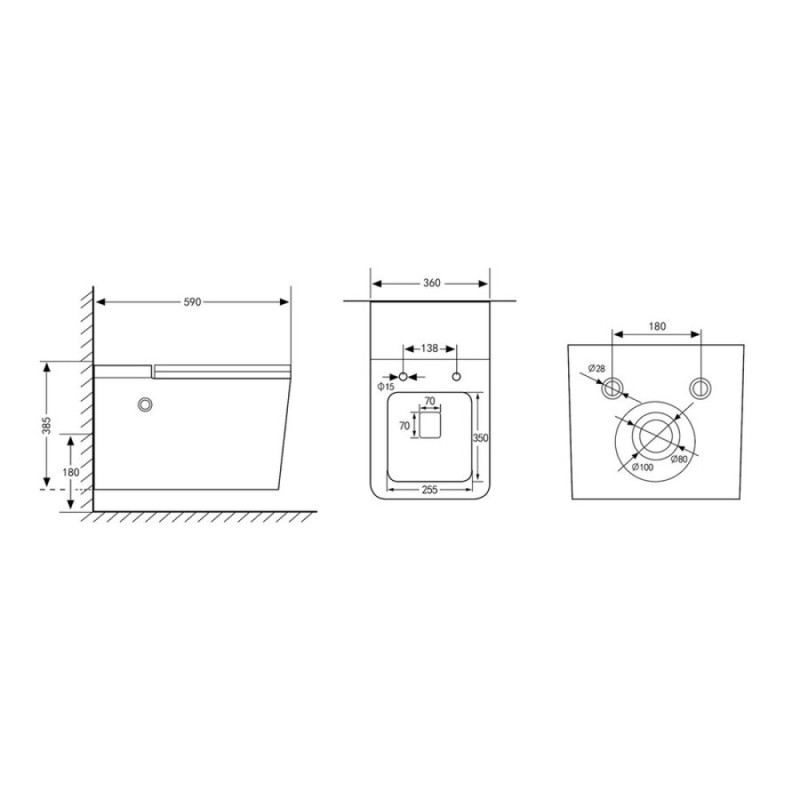 Подвесной унитаз Abber Rechteck AC1202P, с импульсным смывом, крышка-сиденье микролифт, белый