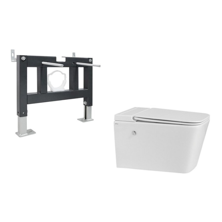 Инсталляция с унитазом Abber Rechteck AC1202P-AC0101P, сиденье микролифт, смыв импульсный, белый, комплект