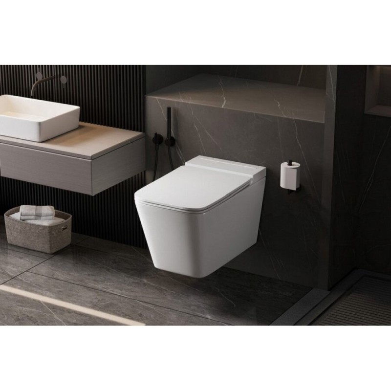 Инсталляция с унитазом Abber Rechteck AC1202P-AC0101P, сиденье микролифт, смыв импульсный, белый, комплект