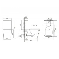 Унитаз-компакт Abber Rechteck AC1210T, безободковый, Торнадо, крышка-сиденье микролифт, белый