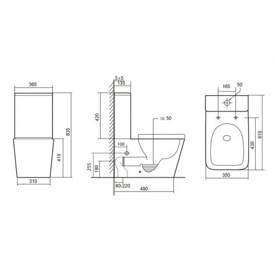 Унитаз-компакт Abber Rechteck AC1210T, безободковый, Торнадо, крышка-сиденье микролифт, белый