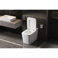Приставной унитаз Abber Rechteck AC1213P, с импульсным смывом, крышка-сиденье микролифт, белый