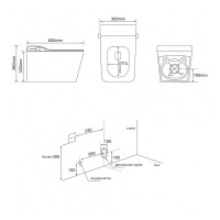 Электронный унитаз с инсталляцией Abber Rechteck AC1215S-AC0101P2, сиденье микролифт, смыв импульсный, белый
