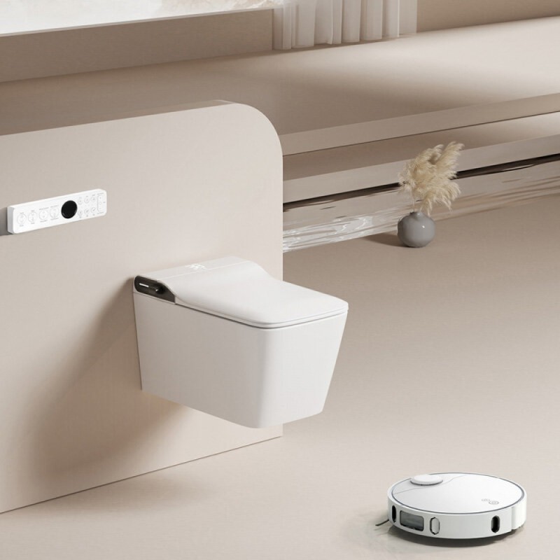Электронный унитаз с инсталляцией Abber Rechteck AC1215S-AC0101P2, сиденье микролифт, смыв импульсный, белый