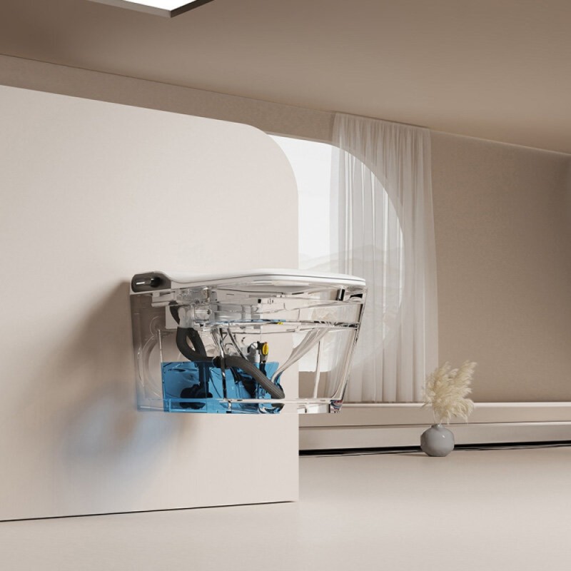 Электронный унитаз с инсталляцией Abber Rechteck AC1215S-AC0101P2, сиденье микролифт, смыв импульсный, белый