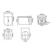 Электронный унитаз с инсталляцией Abber Rechteck AC1216S-AC0101P2, сиденье микролифт, смыв импульсный, белый