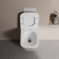 Подвесной унитаз Abber Rechteck AC1219TC, безободковый, смыв Торнадо, сиденье микролифт, белый
