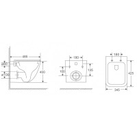 Подвесной унитаз Abber Rechteck AC1220TC, безободковый, смыв Торнадо, сиденье микролифт, белый